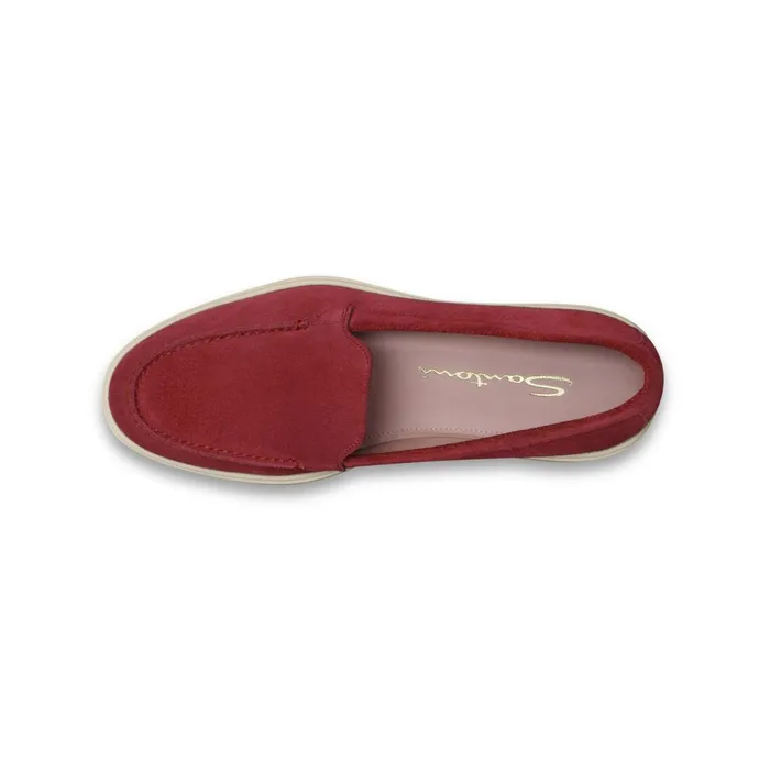 Santoni Red Suede Loafer Women Loafers