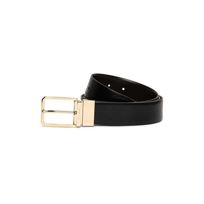 Santoni Reversible And Adjustable Black And Brown Leather Belt Men Belts