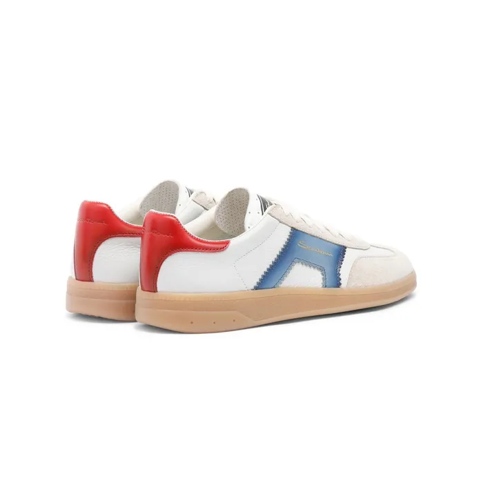 Santoni White Blue And Red Leather And Suede Dbs Oly Sneaker Women Sneakers