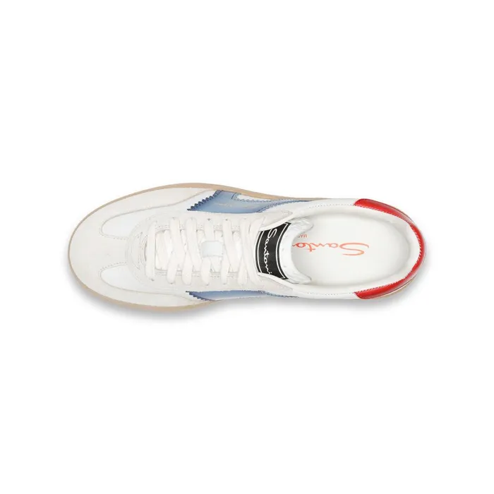 Santoni White Blue And Red Leather And Suede Dbs Oly Sneaker Women Sneakers