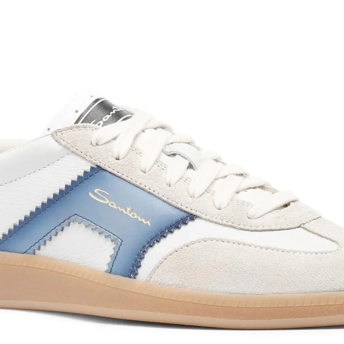 Santoni White Blue And Red Leather And Suede Dbs Oly Sneaker Women Sneakers