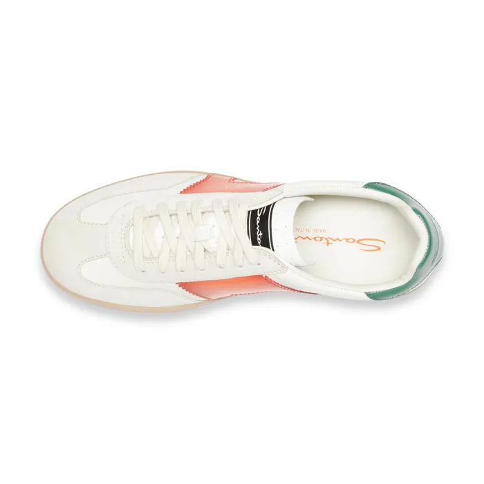 Santoni White Green And Orange Leather And Suede Dbs Oly Sneaker Men Sneakers
