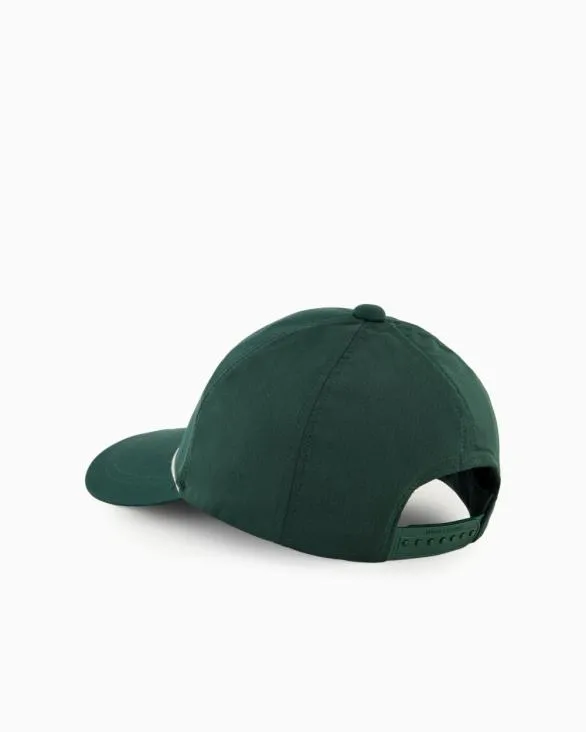 Satin Fabric Visor Hat With Logo Green Men Armani Hats And Gloves Satin Fabric Visor Hat With Logo Green Men Armani Hats And Gloves