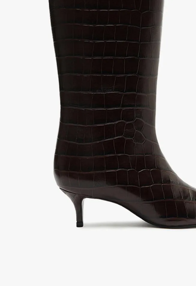 Schutz Shoes Boots Maryana Lo Wide Boot Brown 8211 Women