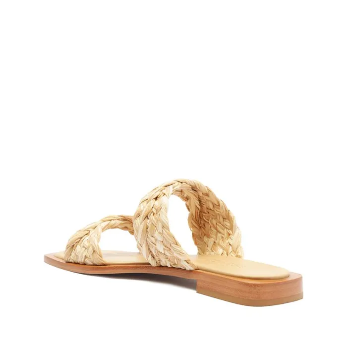 Schutz Shoes Flats Amani Straw Flat Sandal Beige 8211 Women