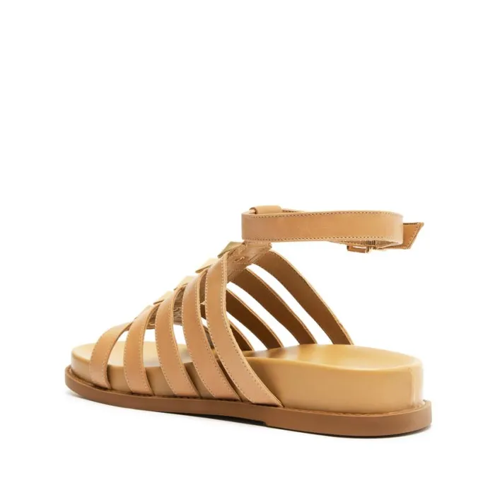 Schutz Shoes Flats Kyrie Sporty Leather Sandal Beige 8211 Women