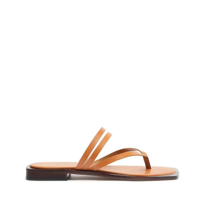 Schutz Shoes Flats Rania Leather Flat Sandal Brown 8211 Women