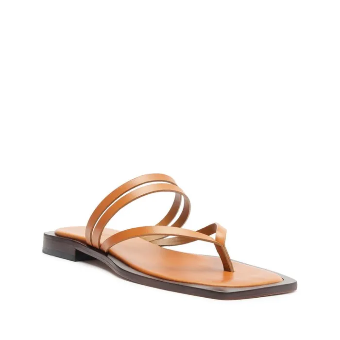 Schutz Shoes Flats Rania Leather Flat Sandal Brown 8211 Women