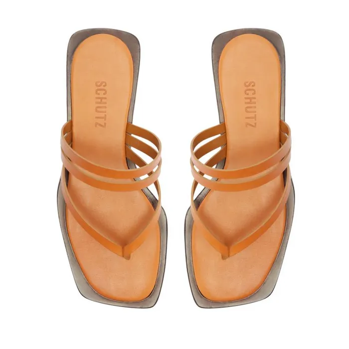 Schutz Shoes Flats Rania Leather Flat Sandal Brown 8211 Women