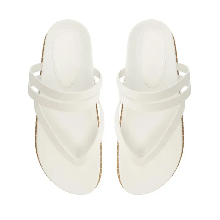 Schutz Shoes Flats Rania Sporty Leather Sandal White 8211 Women