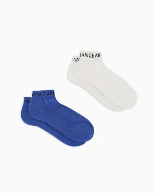 Set Of 2 Pairs Of Socks With Logo Blue Men Armani Intimates And Loungewear