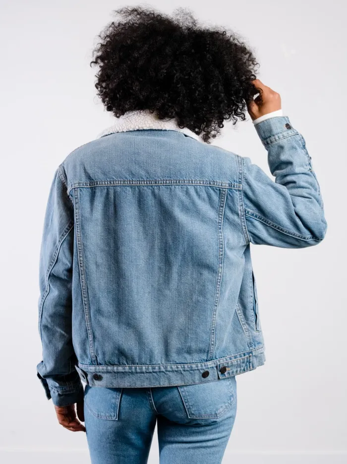 Shannon Sherpa Denim Jacket Medium Indigo Wash Coats and Jackets Able Women