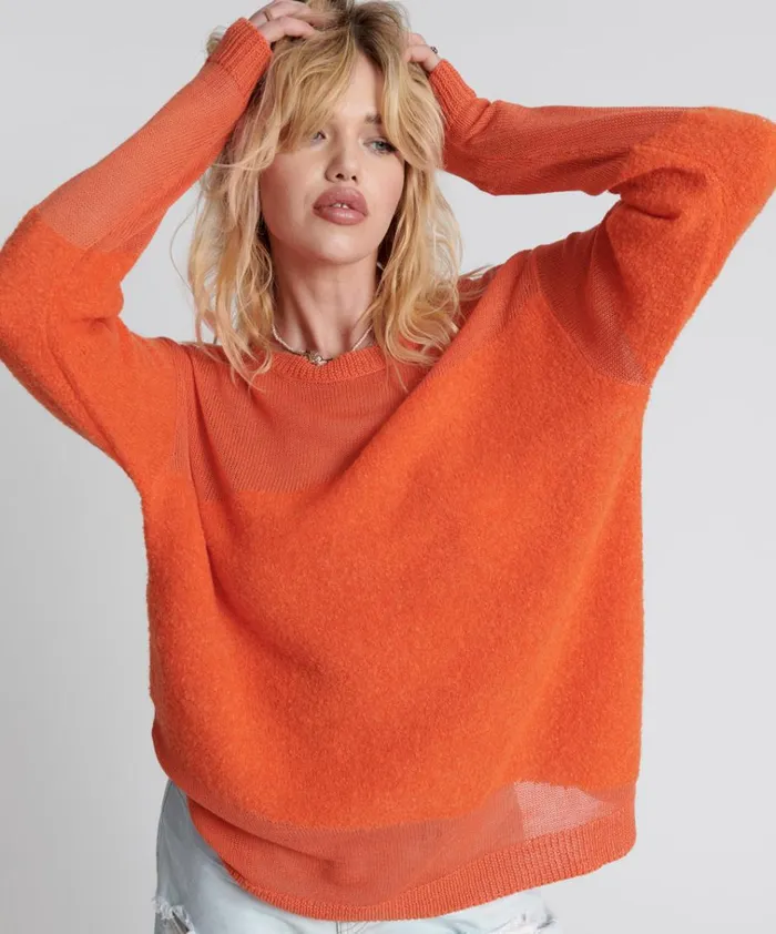 SHATTERED CREW KNIT SWEATER ORANGE Women One Teaspoon Knitwear