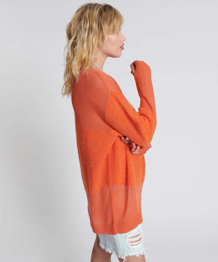 SHATTERED CREW KNIT SWEATER ORANGE Women One Teaspoon Knitwear