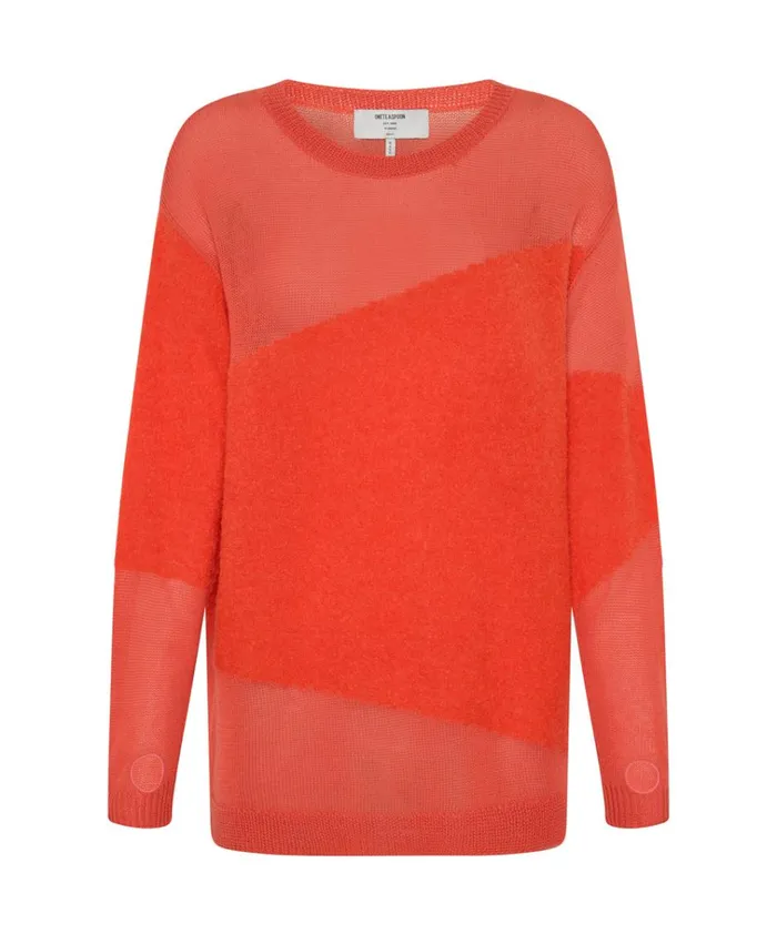 SHATTERED CREW KNIT SWEATER ORANGE Women One Teaspoon Knitwear