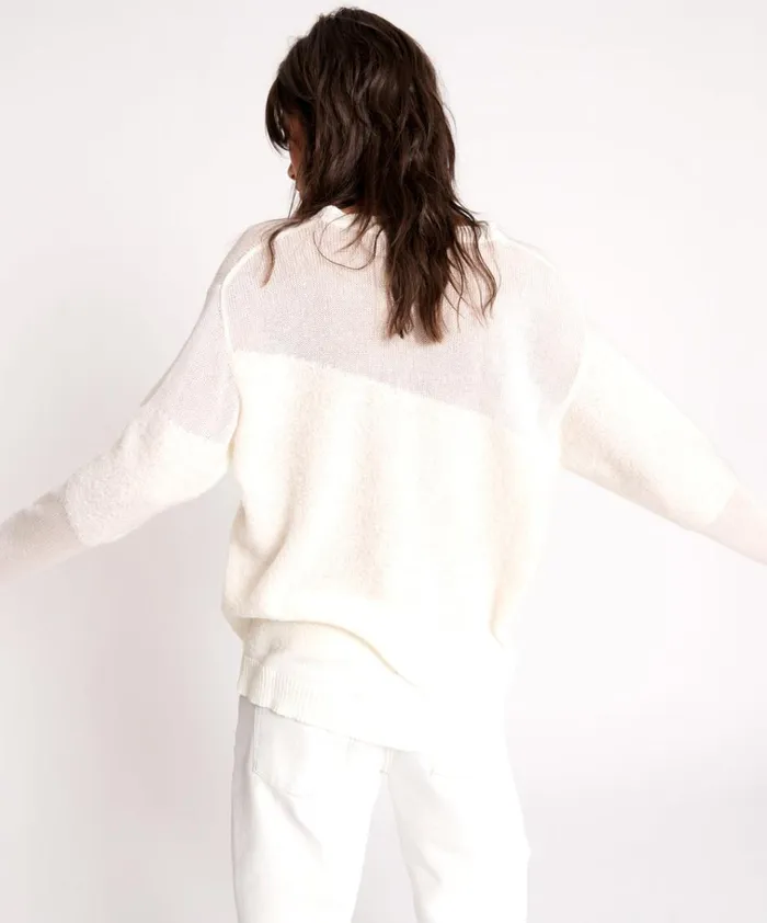 SHATTERED CREW KNIT SWEATER WHITE Women One Teaspoon Knitwear