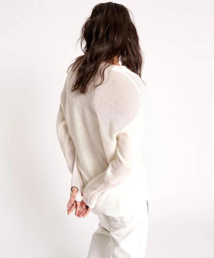 SHATTERED CREW KNIT SWEATER WHITE Women One Teaspoon Knitwear