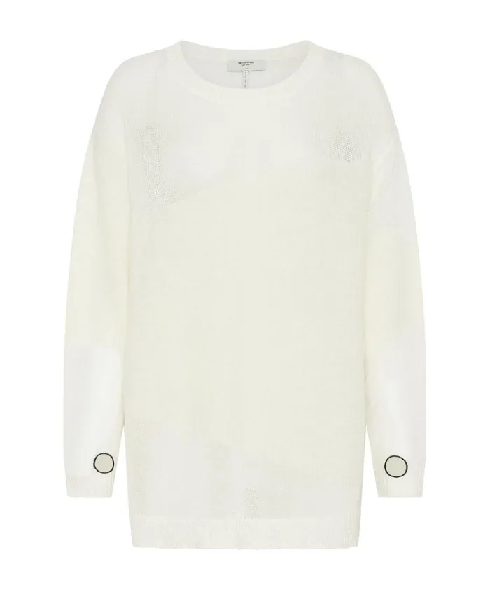 SHATTERED CREW KNIT SWEATER WHITE Women One Teaspoon Knitwear