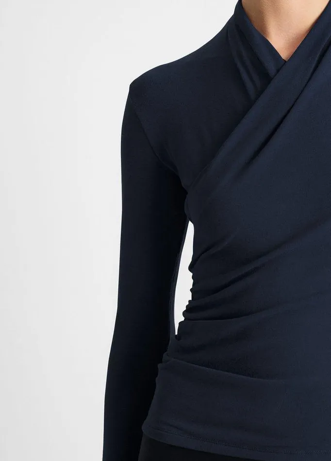 Shirts and Tops Women Vince Fixed Wrap LongSleeve Top Coastal Blue Shirts and Tops Women Vince Fixed Wrap LongSleeve Top Coastal Blue