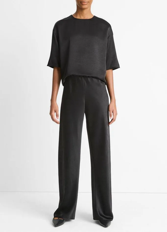 Shirts and Tops Women Vince Fluid Satin TShirt Black