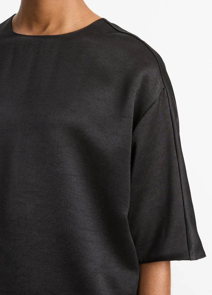 Shirts and Tops Women Vince Fluid Satin TShirt Black Shirts and Tops Women Vince Fluid Satin TShirt Black