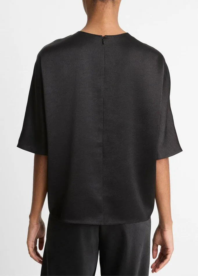 Shirts and Tops Women Vince Fluid Satin TShirt Black Shirts and Tops Women Vince Fluid Satin TShirt Black