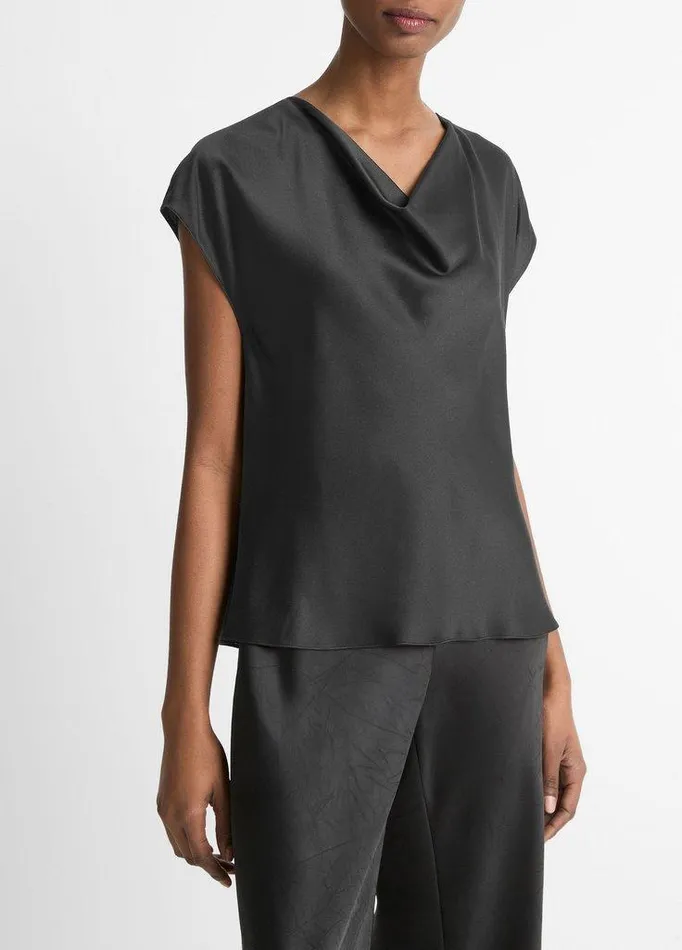 Shirts and Tops Women Vince Silk CowlNeck Blouse Black Shirts and Tops Women Vince Silk CowlNeck Blouse Black
