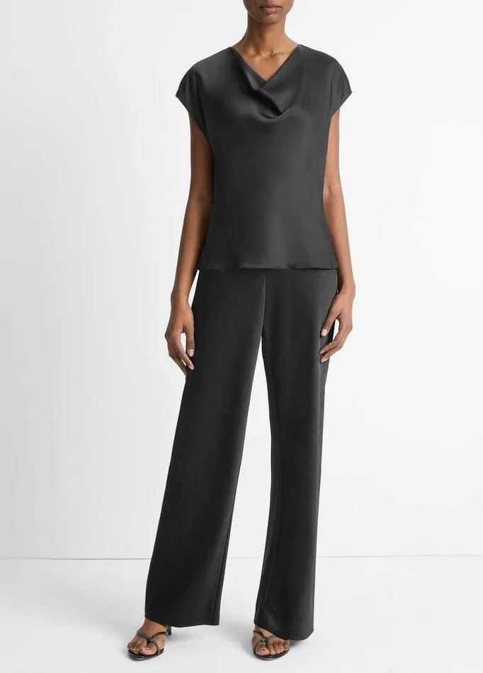 Shirts and Tops Women Vince Silk CowlNeck Blouse Black Shirts and Tops Women Vince Silk CowlNeck Blouse Black