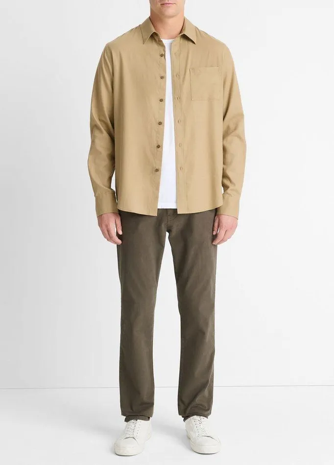 Shirts Men Vince Italian CottonWool Twill Shirt Cameletto