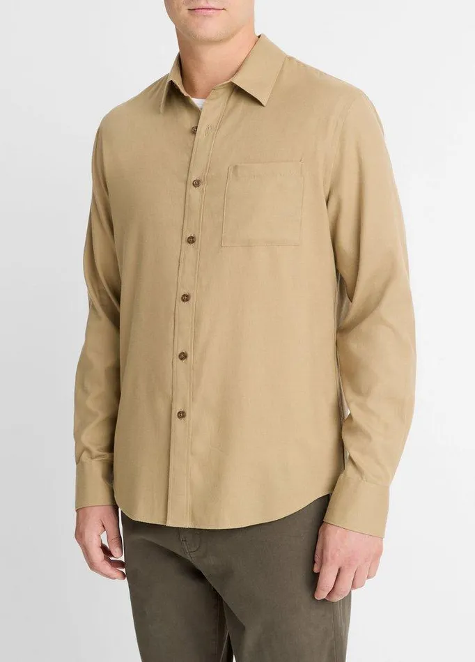 Shirts Men Vince Italian CottonWool Twill Shirt Cameletto Shirts Men Vince Italian CottonWool Twill Shirt Cameletto