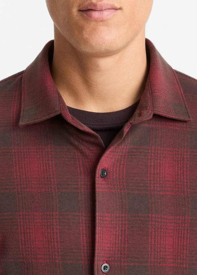 Shirts Men Vince Ombr Plaid CottonBlend Shirt Vermouthoxblood