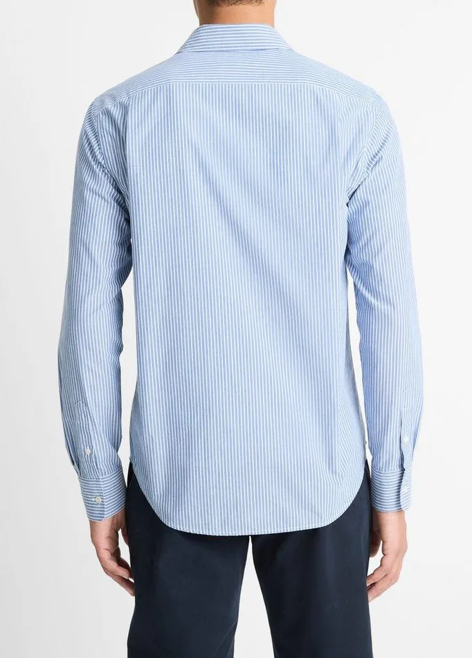 Shirts Men Vince Playa Cotton Poplin Stripe Shirt Beluga Blue Combo Shirts Men Vince Playa Cotton Poplin Stripe Shirt Beluga Blue Combo