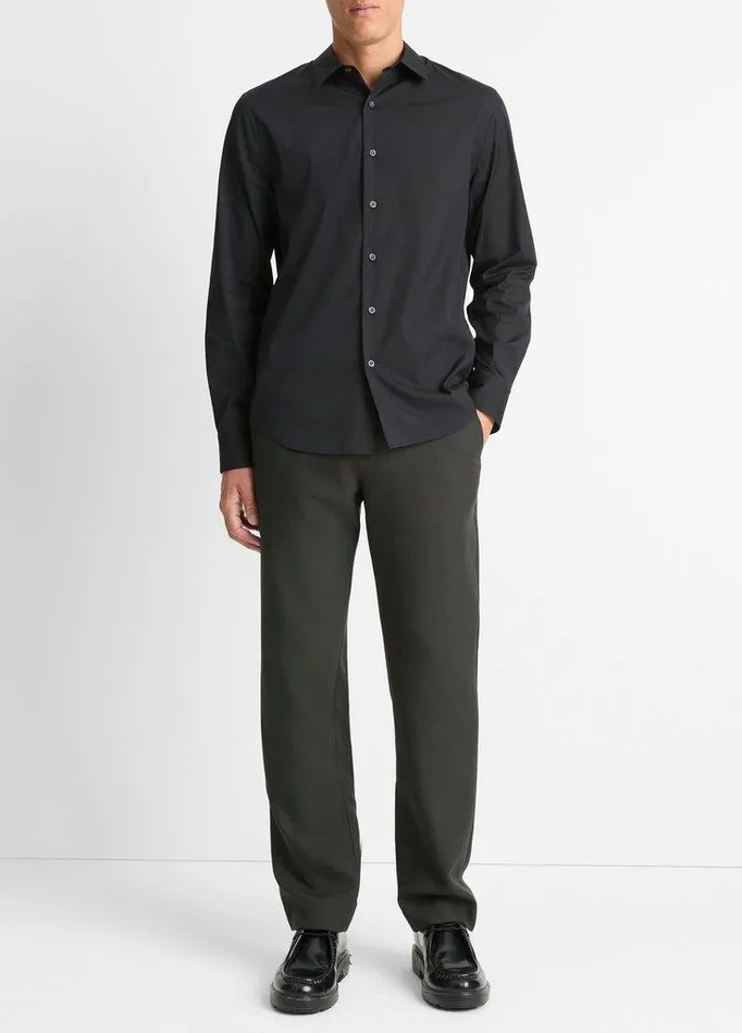 Shirts Men Vince StretchCotton Poplin Shirt Black