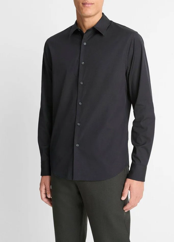 Shirts Men Vince StretchCotton Poplin Shirt Black Shirts Men Vince StretchCotton Poplin Shirt Black