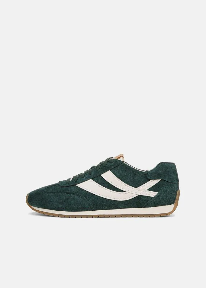 Shoes Men Vince Oasis Suede and Leather Runner Sneaker Evergreenpebble White