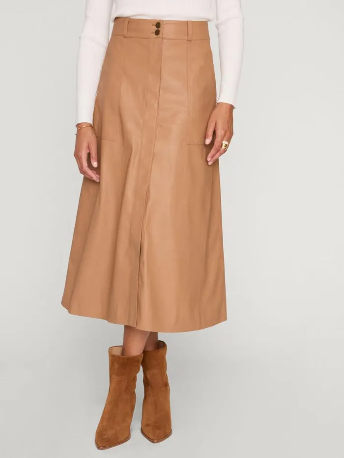 Shop Brochu Walker Bottoms The Mica Vegan Leather Skirt Dunes