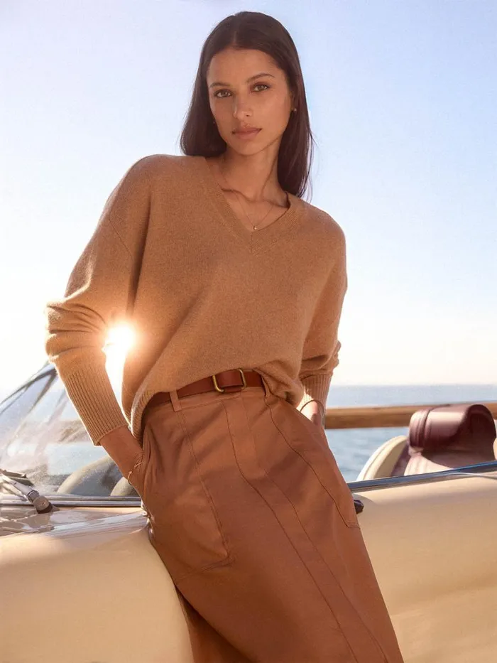 Shop Brochu Walker Bottoms The Mica Vegan Leather Skirt Dunes