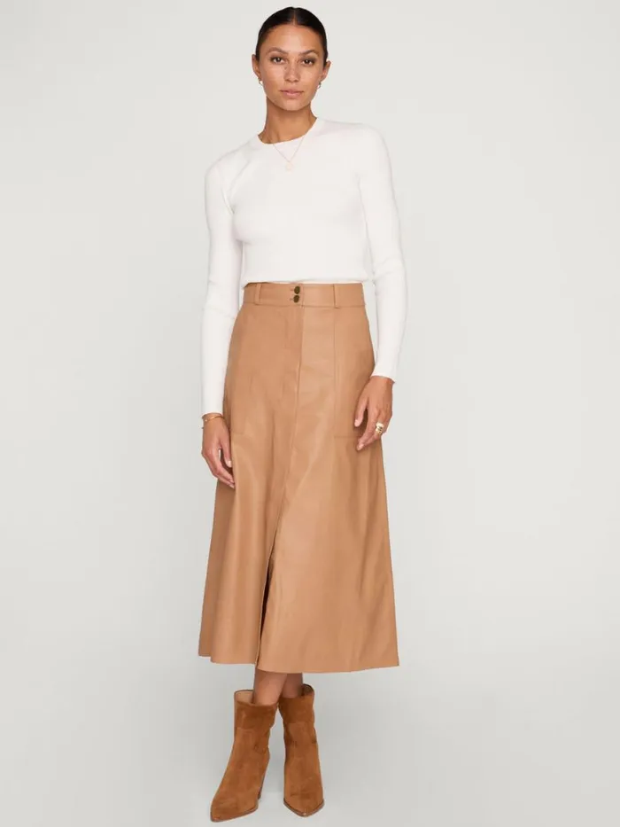 Shop Brochu Walker Bottoms The Mica Vegan Leather Skirt Dunes