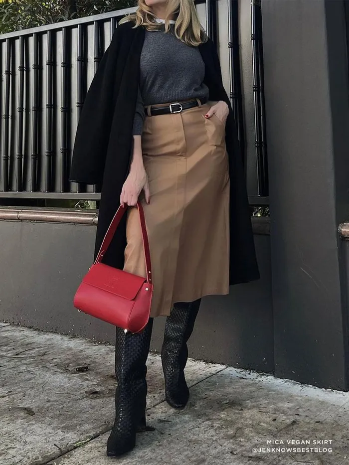 Shop Brochu Walker Bottoms The Mica Vegan Leather Skirt Dunes