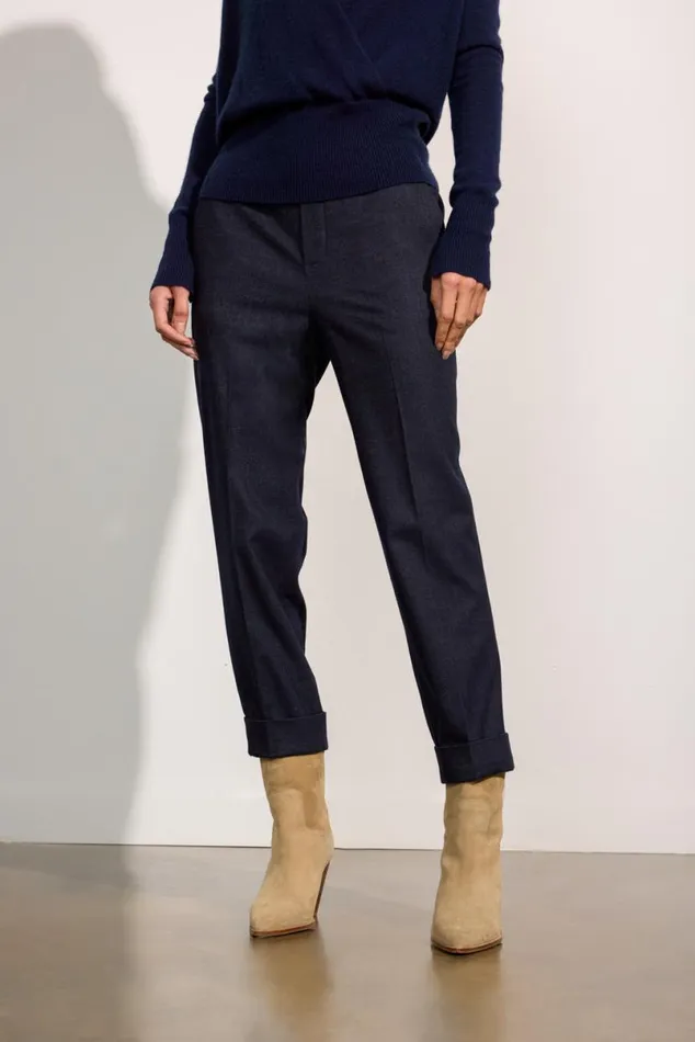 Shop Brochu Walker Bottoms The Westport Brushed Pant Navy Mlange