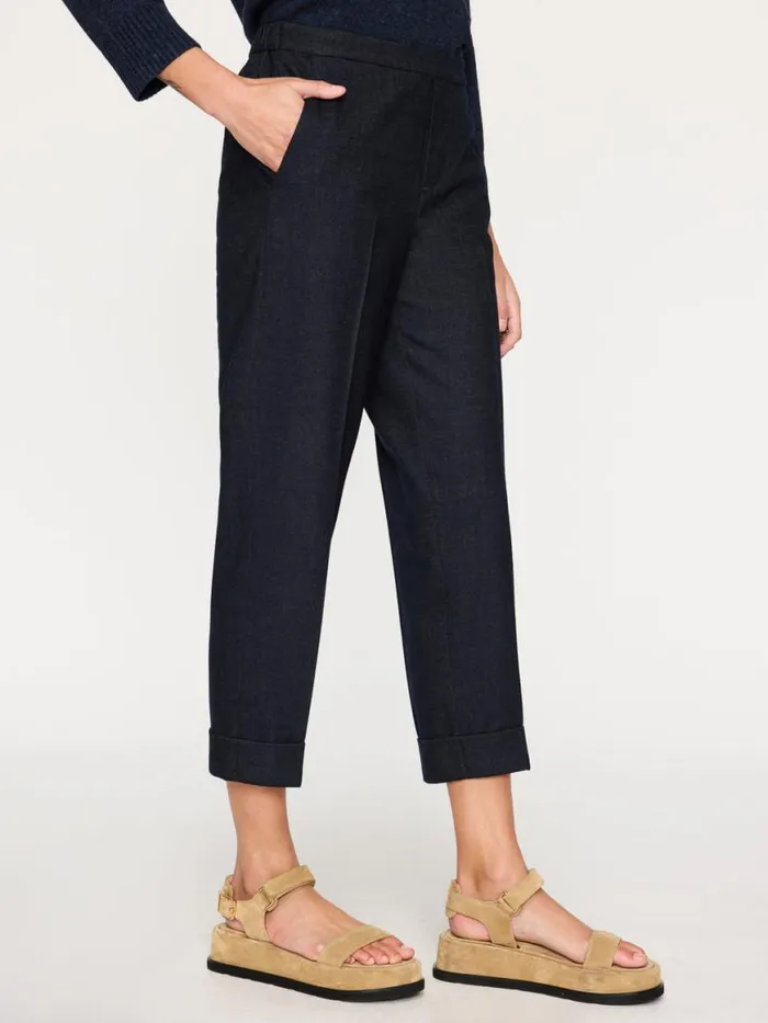 Shop Brochu Walker Bottoms The Westport Brushed Pant Navy Mlange