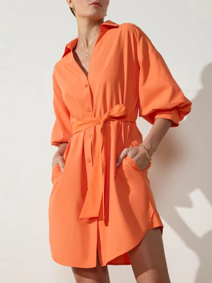 Shop Brochu Walker Dresses The Kate Belted Dress Tangerine