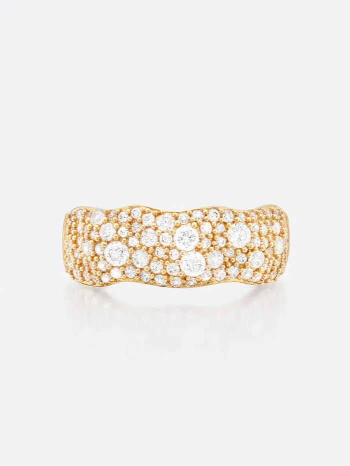 Shop Brochu Walker Fine Jewelry Golden Waves Pav Diamond Band Ring Yellow Gold With Diamonds