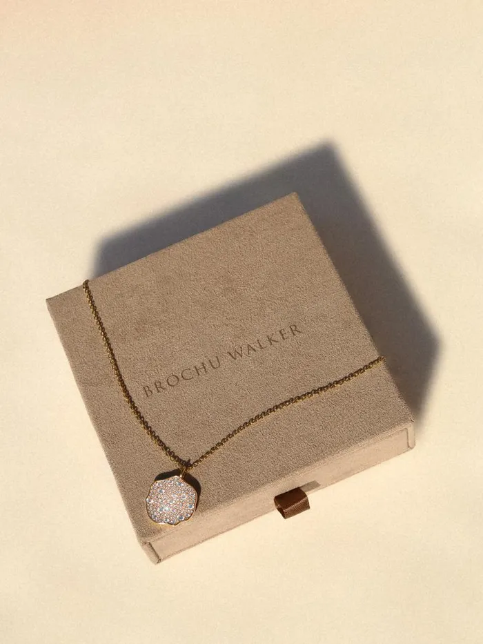 Shop Brochu Walker Fine Jewelry Petite Fleur Pav Diamond Pendant Necklace Yellow Gold With Diamonds