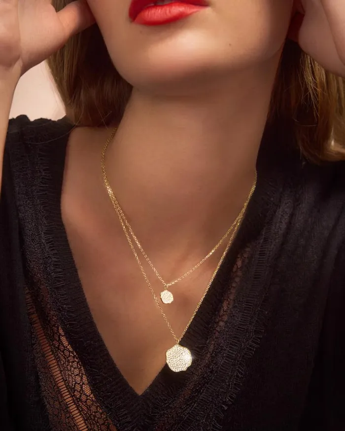 Shop Brochu Walker Fine Jewelry Petite Fleur Pav Diamond Pendant Necklace Yellow Gold With Diamonds