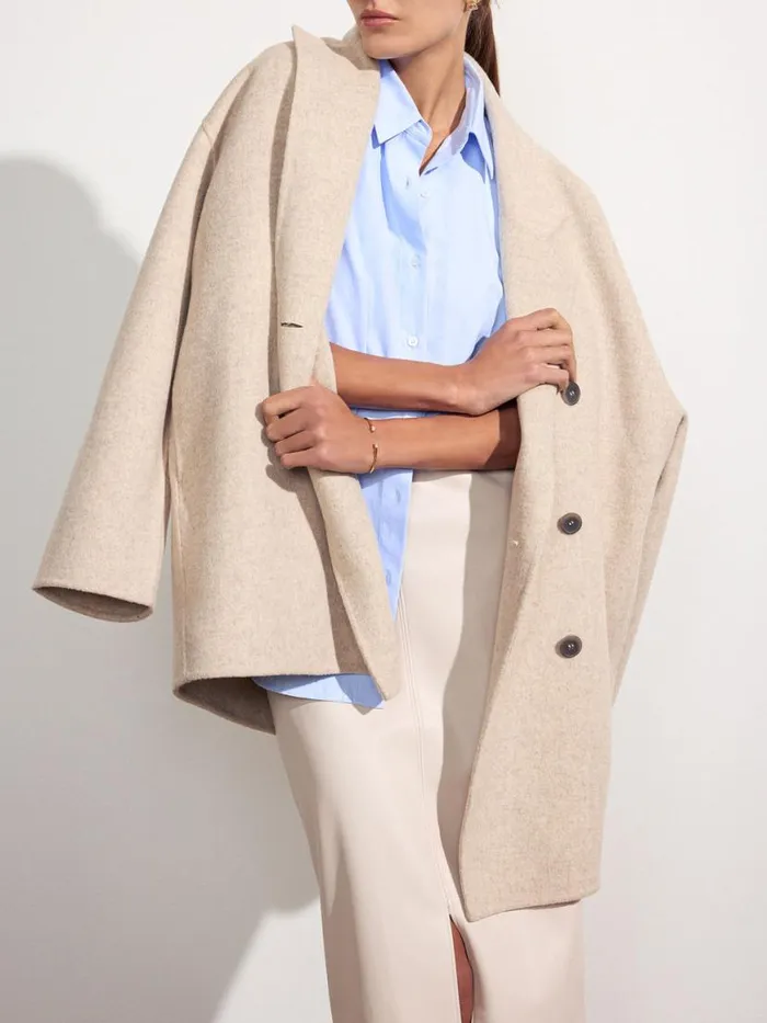Shop Brochu Walker Jackets and Wraps The Bodhi Double Breasted Coat Chia Melange
