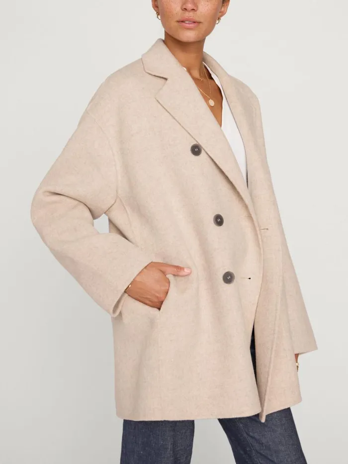 Shop Brochu Walker Jackets and Wraps The Bodhi Double Breasted Coat Chia Melange