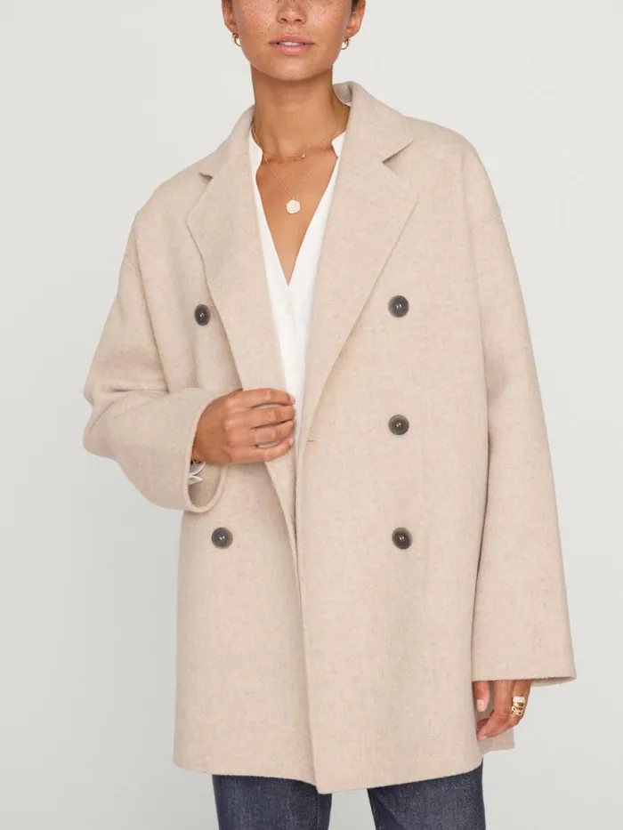 Shop Brochu Walker Jackets and Wraps The Bodhi Double Breasted Coat Chia Melange