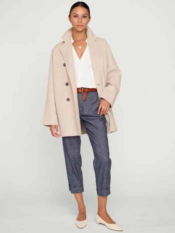 Shop Brochu Walker Jackets and Wraps The Bodhi Double Breasted Coat Chia Melange