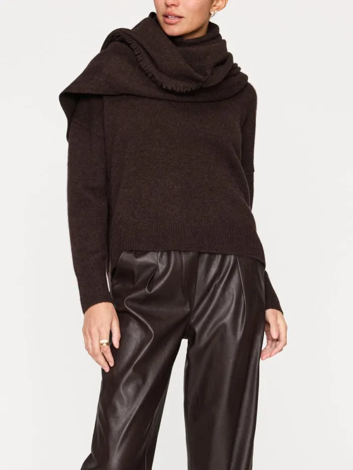 Shop Brochu Walker Scarves and Gloves The Cashmere Fringe Wrap Carob Mlange